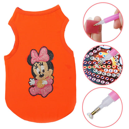 5D Diamond Painting DIY Pet Clothes Cartoon Mouse Sleeveless Dogs T-Shirts