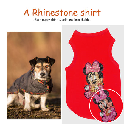 5D DIY Pet Clothes Cartoon Mouse Diamond Painting T-Shirts Dogs Cats Vest