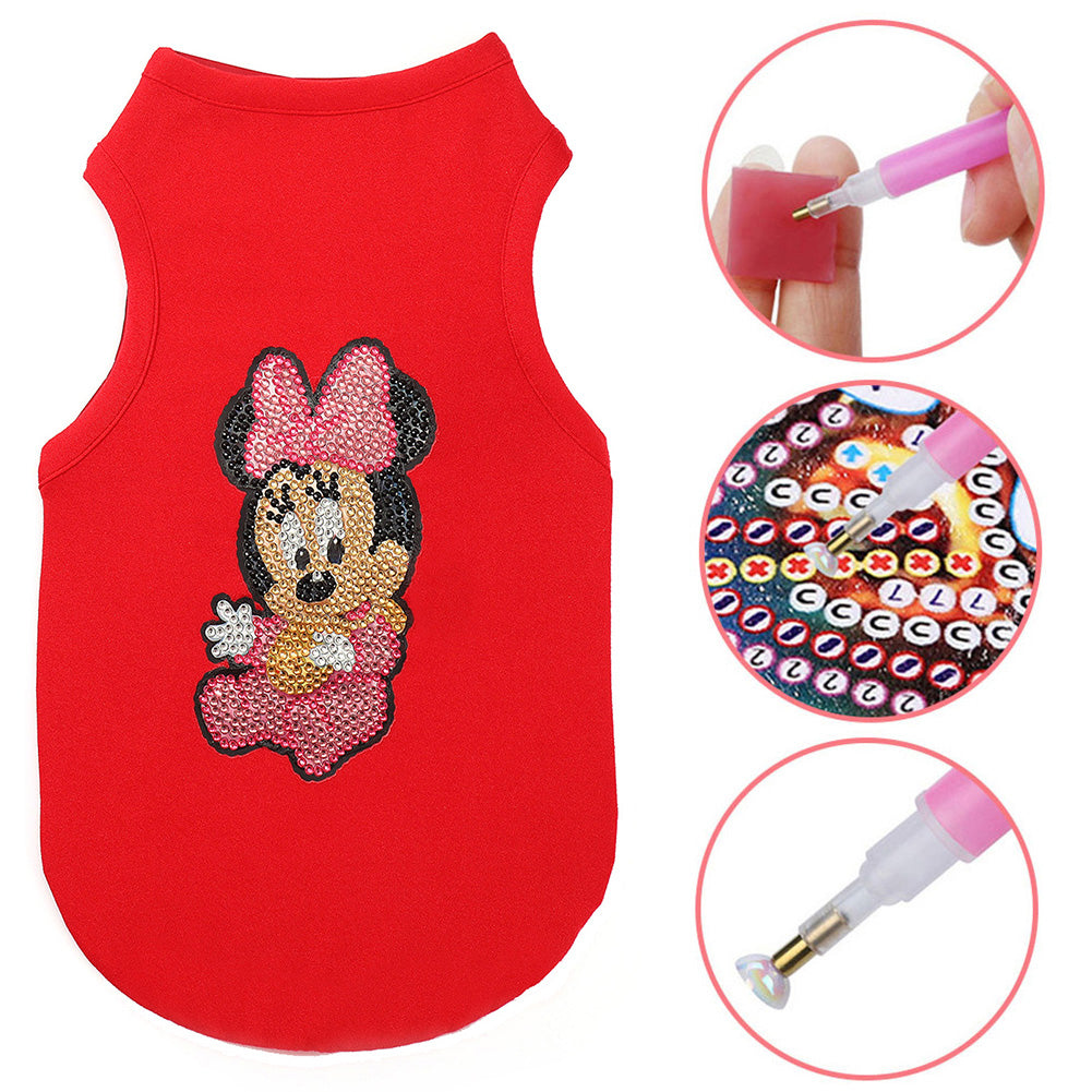 5D DIY Pet Clothes Cartoon Mouse Diamond Painting T-Shirts Dogs Cats Vest