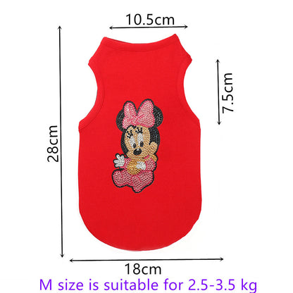 5D DIY Pet Clothes Cartoon Mouse Diamond Painting T-Shirts Dogs Cats Vest