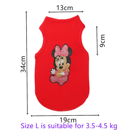 5D DIY Pet Clothes Cartoon Mouse Diamond Painting T-Shirts Dogs Cats Vest