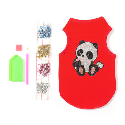 DIY Diamond Painting Pet Clothes Panda Sleeveless T-Shirt Dog Pullover Vest