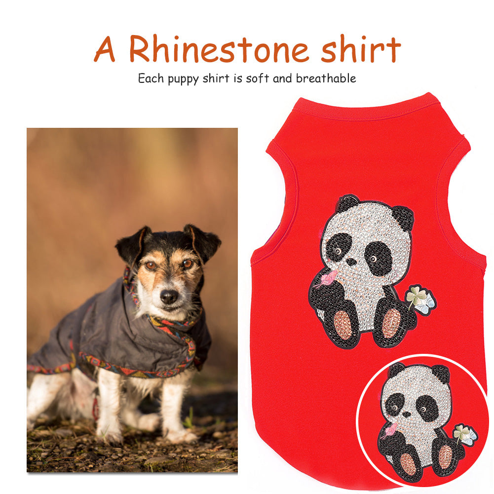 DIY Diamond Painting Pet Clothes Panda Sleeveless T-Shirt Dog Pullover Vest