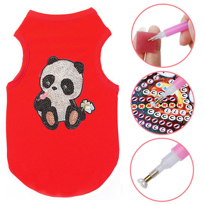 DIY Diamond Painting Pet Clothes Panda Sleeveless T-Shirt Dog Pullover Vest