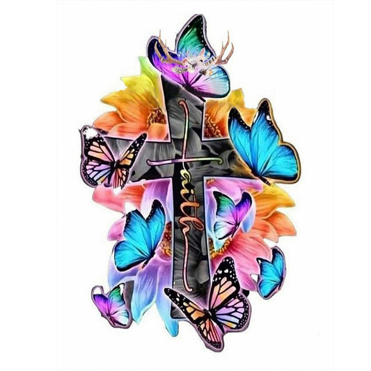 Cross Butterfly - Full Round Drill Diamond Painting 40*50CM