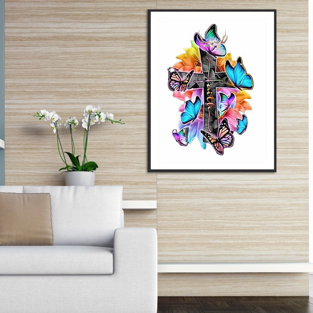 Cross Butterfly - Full Round Drill Diamond Painting 40*50CM