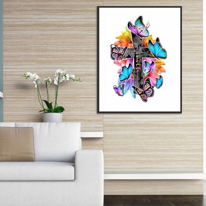 Cross Butterfly - Full Round Drill Diamond Painting 40*50CM