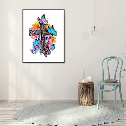 Cross Butterfly - Full Round Drill Diamond Painting 40*50CM