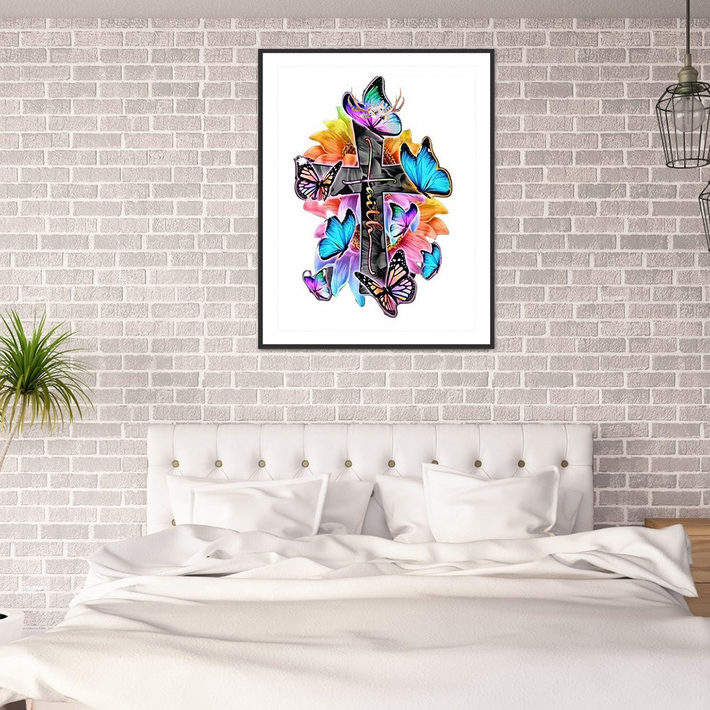 Cross Butterfly - Full Round Drill Diamond Painting 40*50CM