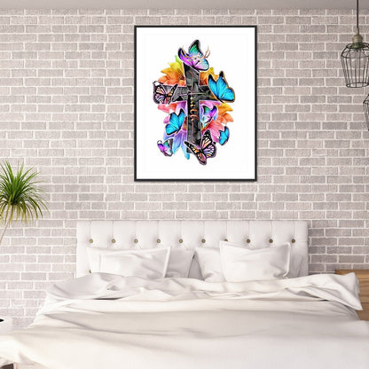 Cross Butterfly - Full Round Drill Diamond Painting 40*50CM