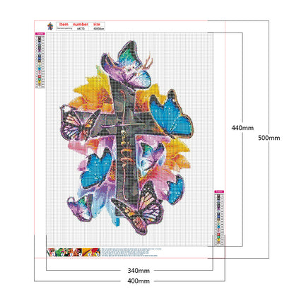 Cross Butterfly - Full Round Drill Diamond Painting 40*50CM