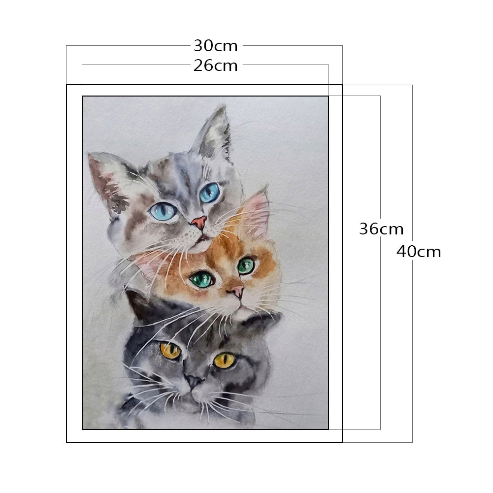 Three Cats - 11CT Counted Cross Stitch 30x40CM