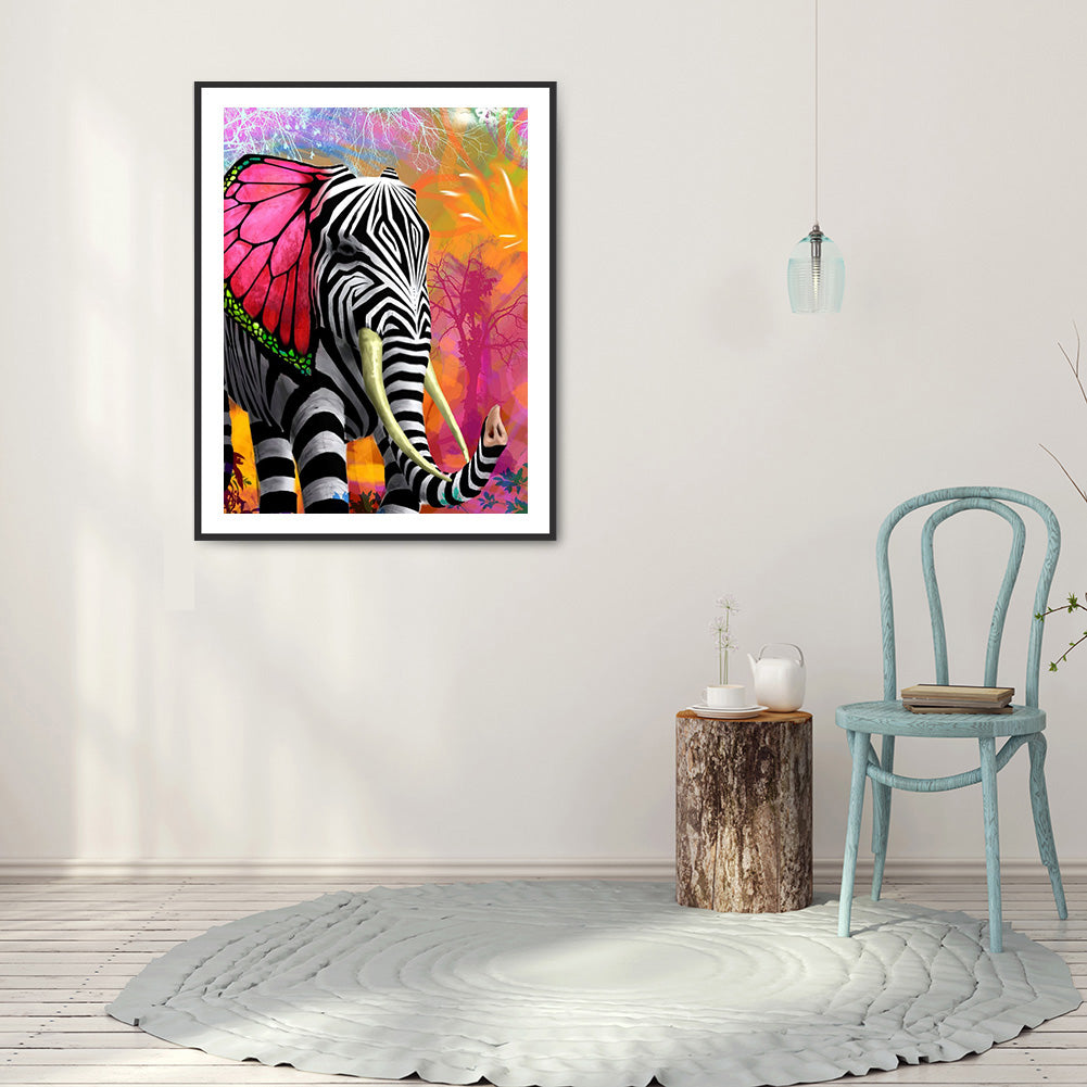 Zebra Elephant - Full Round Drill Diamond Painting 30*40CM