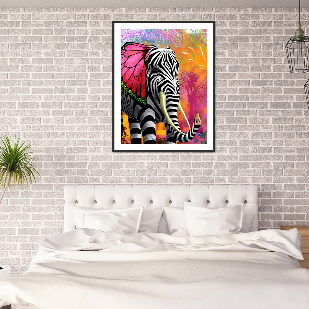 Zebra Elephant - Full Round Drill Diamond Painting 30*40CM