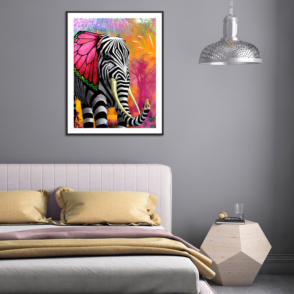 Zebra Elephant - Full Round Drill Diamond Painting 30*40CM