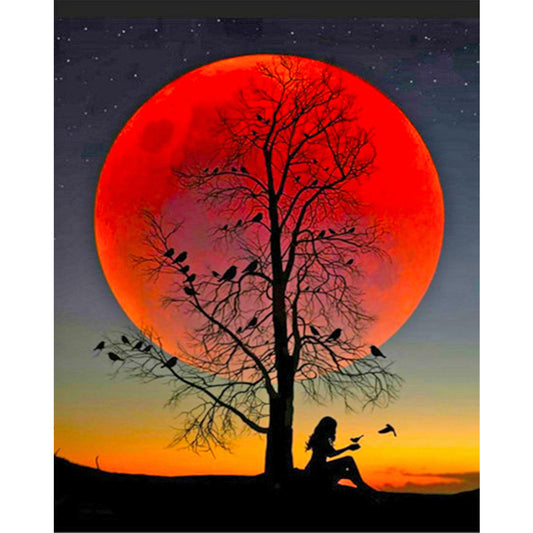 Moon Silhouette - Full Round Drill Diamond Painting 40*50CM