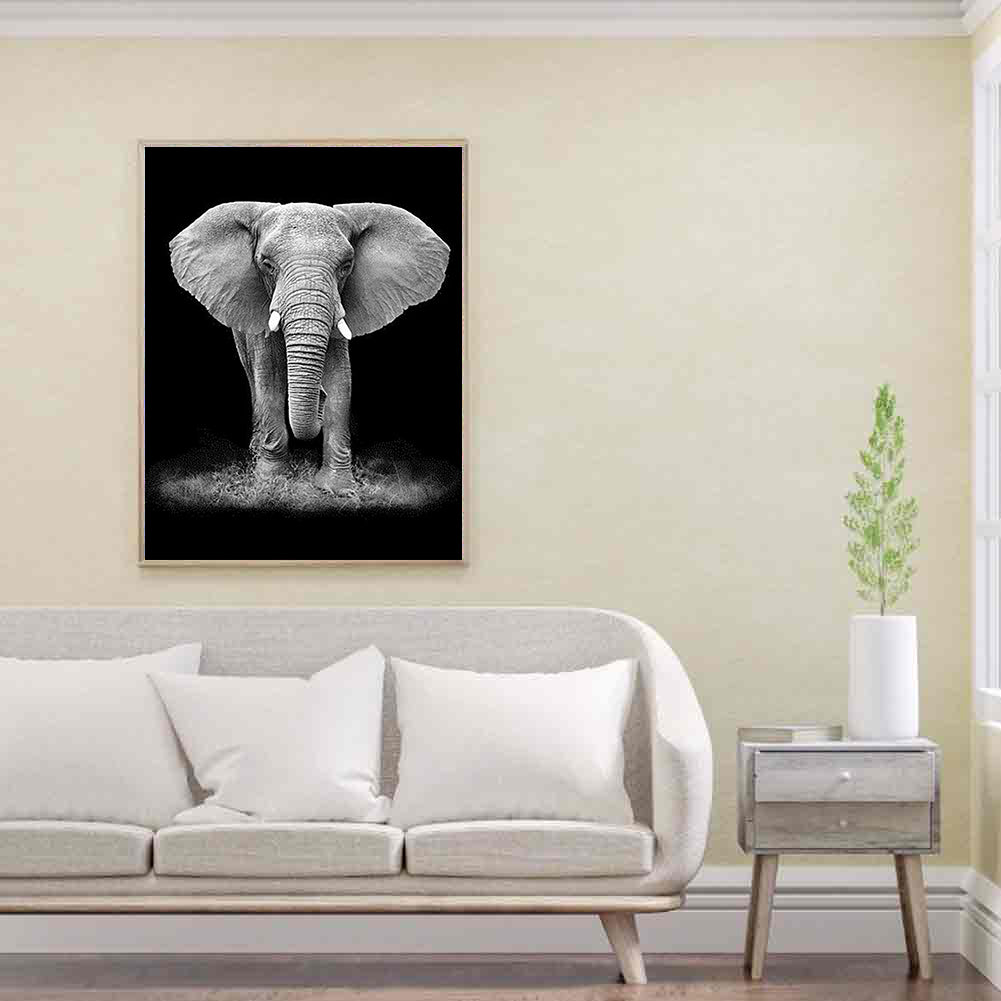 Black And White Elephant - Full Round Drill Diamond Painting 50*60CM