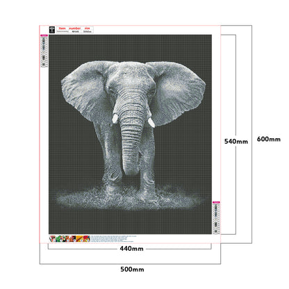 Black And White Elephant - Full Round Drill Diamond Painting 50*60CM