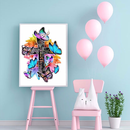 Butterfly And Cross - 11CT Stamped Cross Stitch 40*50CM