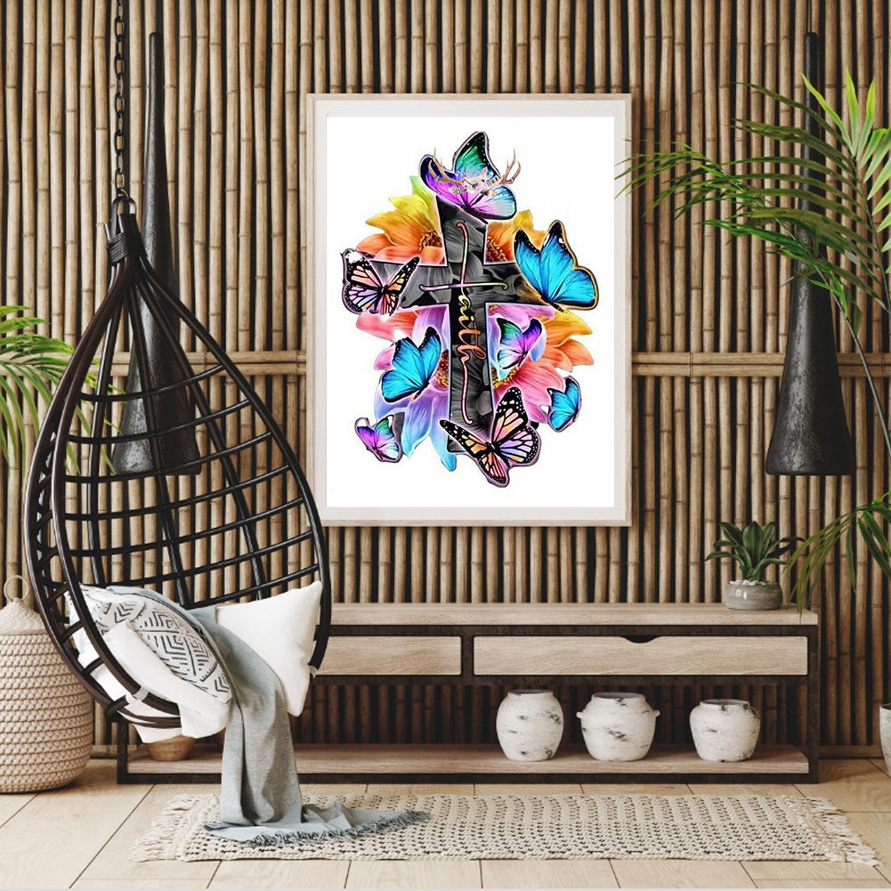 Butterfly And Cross - 11CT Stamped Cross Stitch 40*50CM