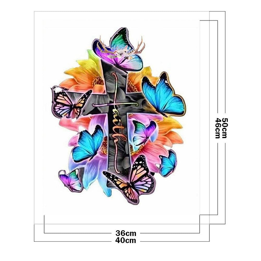 Butterfly And Cross - 11CT Stamped Cross Stitch 40*50CM