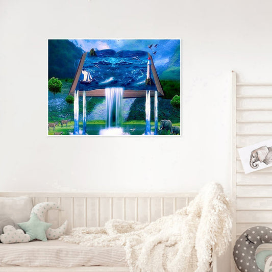 Book Waterfall - Full Round Drill Diamond Painting 40*30CM