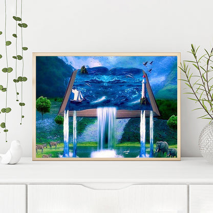 Book Waterfall - Full Round Drill Diamond Painting 40*30CM