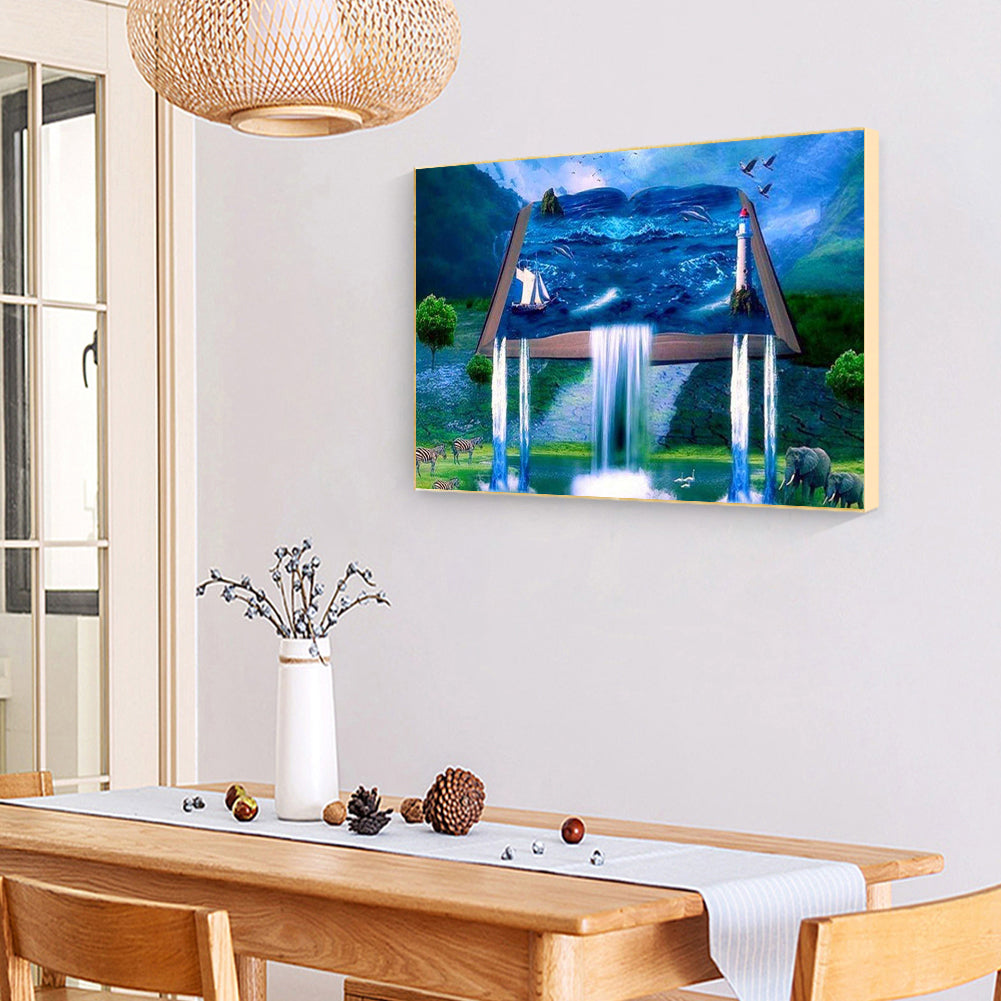 Book Waterfall - Full Round Drill Diamond Painting 40*30CM