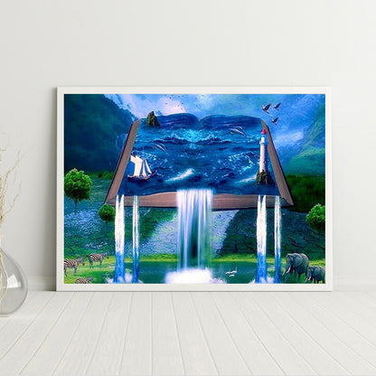 Book Waterfall - Full Round Drill Diamond Painting 40*30CM