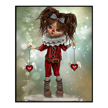 Clown Big Eye Doll - 11CT Stamped Cross Stitch 40*50CM