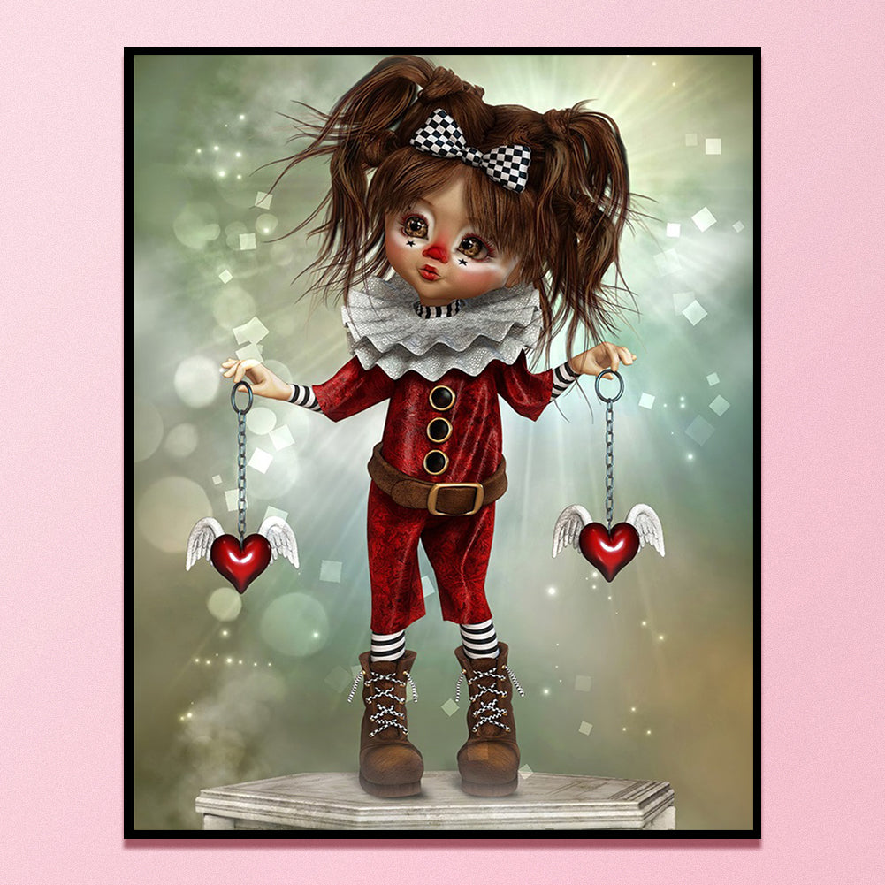 Clown Big Eye Doll - 11CT Stamped Cross Stitch 40*50CM