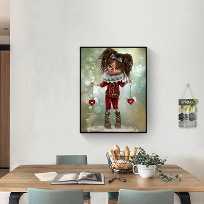 Clown Big Eye Doll - 11CT Stamped Cross Stitch 40*50CM