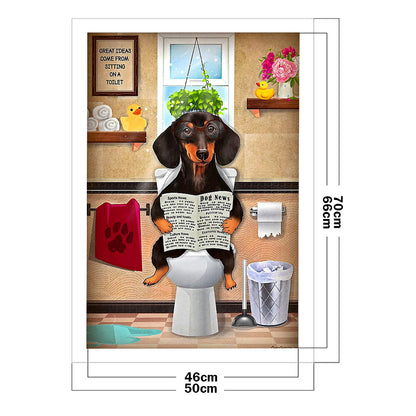 Dog Reading Newspaper - 11CT Stamped Cross Stitch 50*70CM