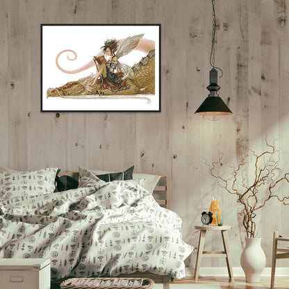 Girl Riding A Dragon Reading A Book - 14CT Counted Cross Stitch 53*36CM