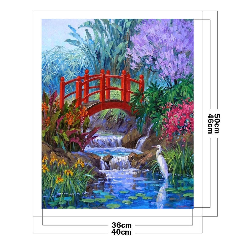 Small Bridge Flowing Water - 11CT Stamped Cross Stitch 40*50CM