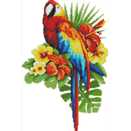 Parrot In Flower - 14CT Counted Cross Stitch 28*43CM