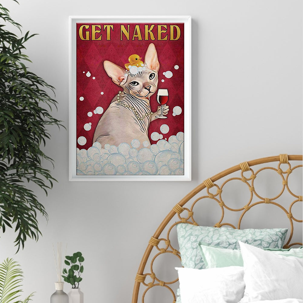 Cat Taking A Bath - 11CT Stamped Cross Stitch 40*55CM