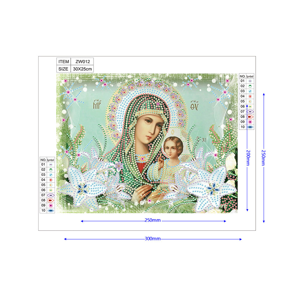 Religion - Special Shaped Drill Diamond Paiting 30*25cm