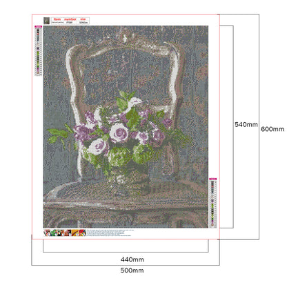 Bouquet On Chair - Full Square Drill Diamond Painting 50*60CM