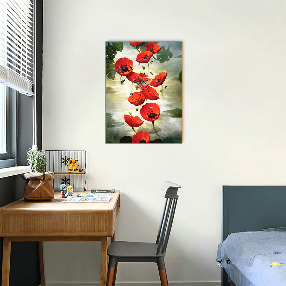 Ink Safflower - Full Round Drill Diamond Painting 30*40CM