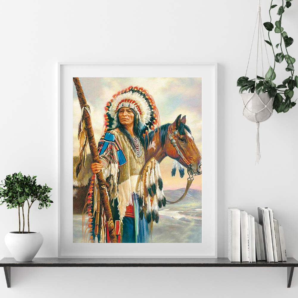 Indians - Full Round Drill Diamond Painting 50*60CM