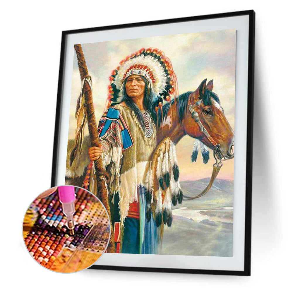 Indians - Full Round Drill Diamond Painting 50*60CM