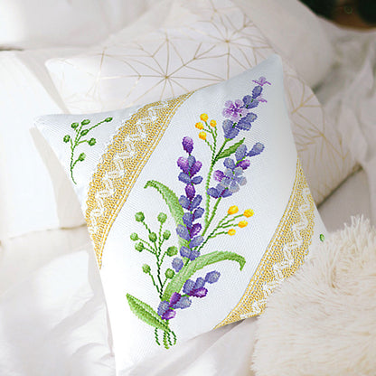 Cross Stitch Pillow Case 11CT Flower Printed DIY Embroidery Pillow Cover