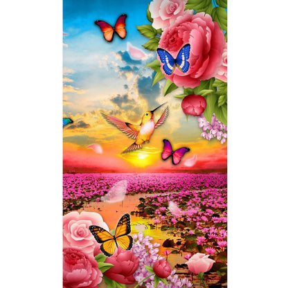 Rose Butterfly - Full Round Drill Diamond Painting 40*70CM