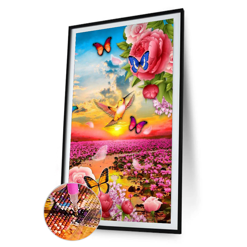 Rose Butterfly - Full Round Drill Diamond Painting 40*70CM