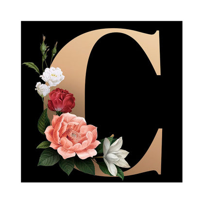 Dark Flower Letters - Full Round Drill Diamond Painting 40*40CM