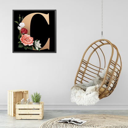 Dark Flower Letters - Full Round Drill Diamond Painting 40*40CM