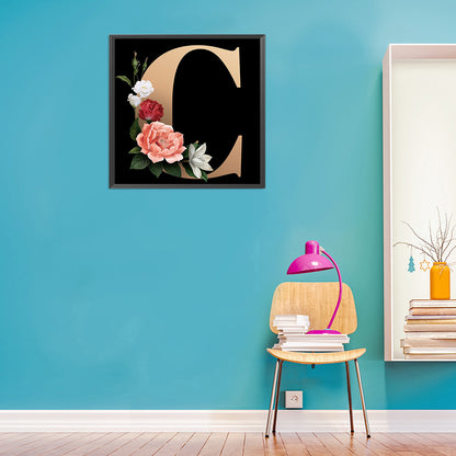 Dark Flower Letters - Full Round Drill Diamond Painting 40*40CM