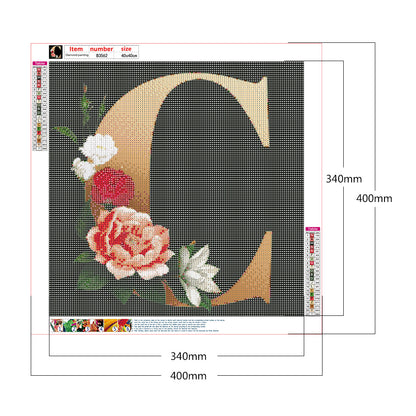 Dark Flower Letters - Full Round Drill Diamond Painting 40*40CM