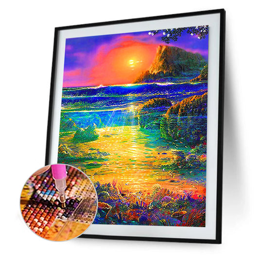 Sunset Waterfall - Full Square Drill Diamond Painting 50*60CM